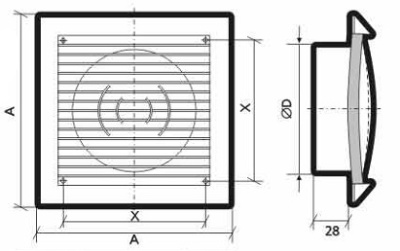 Вентиляционная решетка пластиковая прям-к сферическая ЭРА 2020РC16Ф