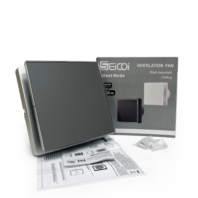 Вентилятор с обратным клапаном Seicoi SNAD04-01 Silver grey glass