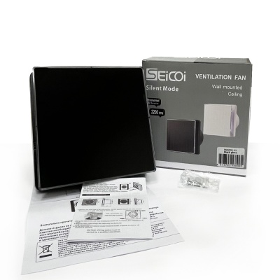 Вентилятор с обратным клапаном Seicoi SNAD04-01 Black glass