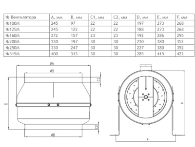 Вентилятор канальный ВКК-200М Вентилятор канальный ВКК-200М